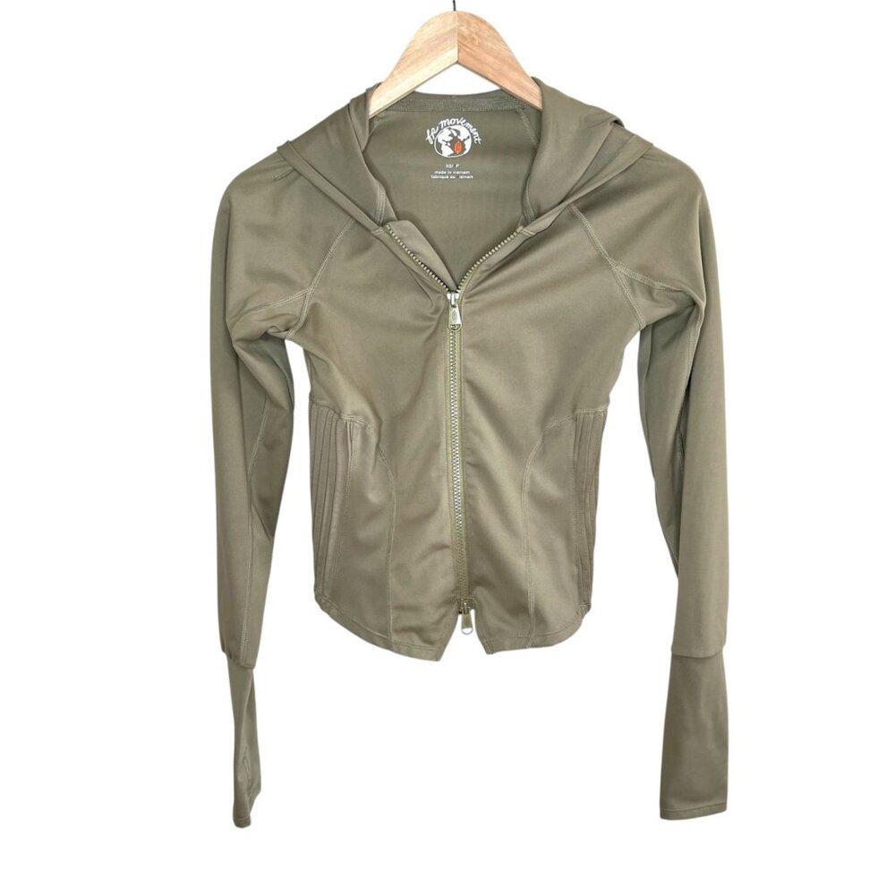 Free People Movement Olive Green Playin for Keeps Zip-Up Jacket XS